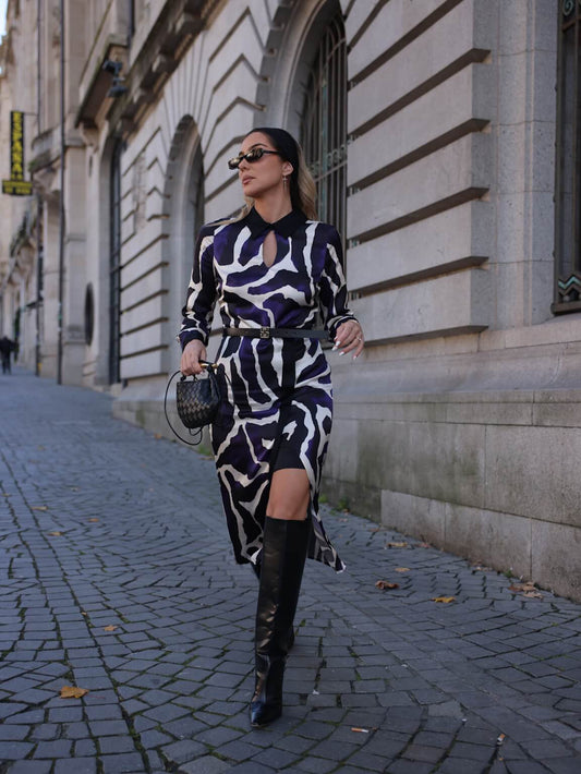 VESTIDO ESTAMPADO COM CINTO