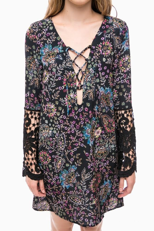 VESTIDO PRETO ESTAMPADO