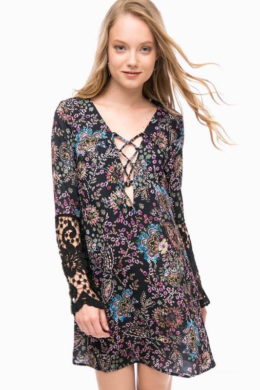 VESTIDO PRETO ESTAMPADO