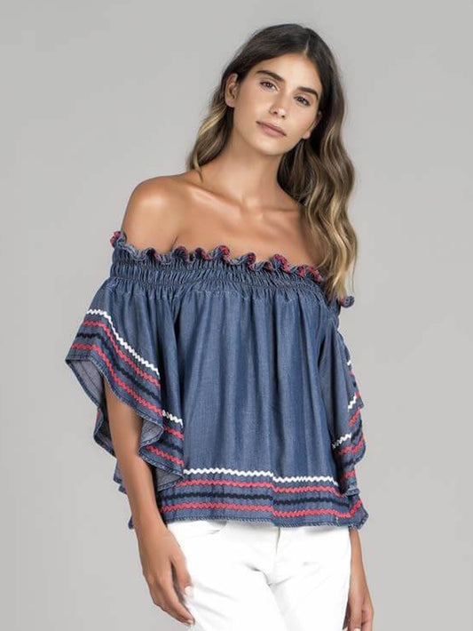 BLUSA OMBRO A OMBRO DENIM