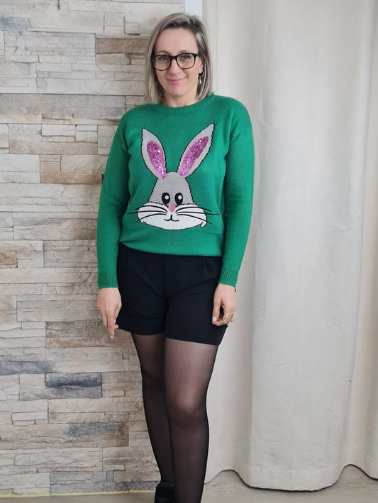 CAMISOLA DE MALHA C/ DESENHO DE COELHO