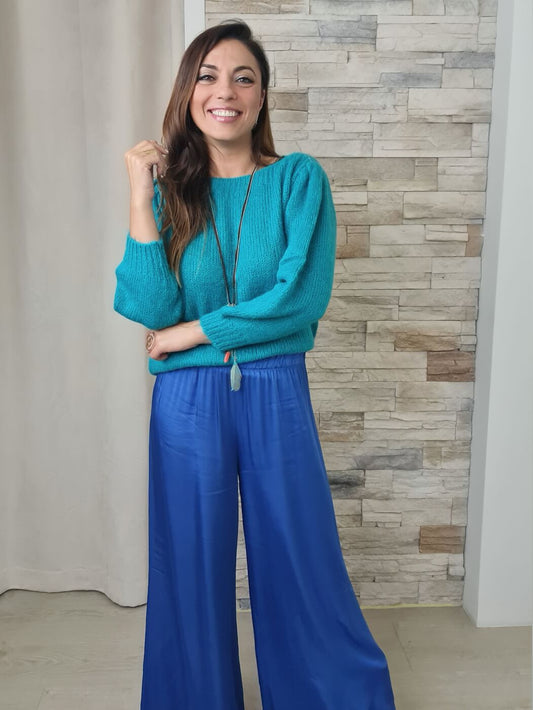 CAMISOLA DE MALHA OMBRO À BALÃO ESMERALDA