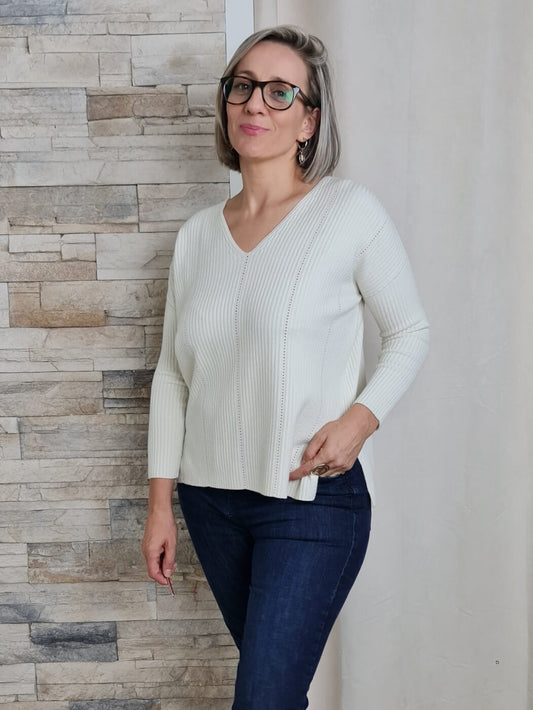 Camisola Canelada com Perfurados