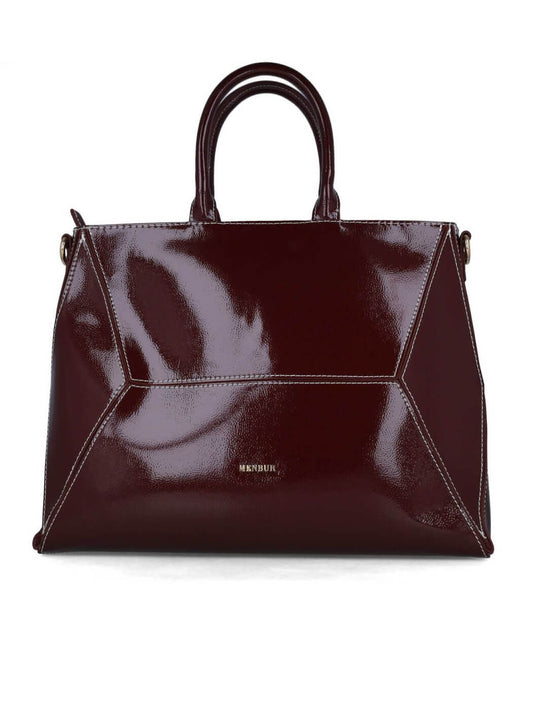 MALA DE OMBRO BORDEAUX COM DETALHE EM LINHA BRANCA