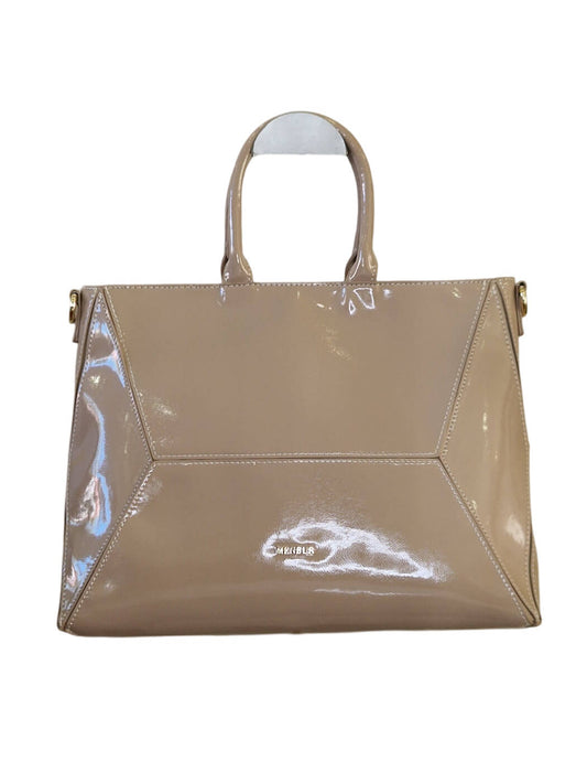 MALA DE OMBRO BEGE COM DETALHE EM LINHA BRANCA