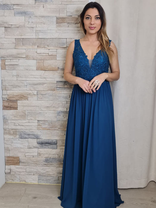 VESTIDO DE CERIMÓNIA AZUL PETRÓLEO