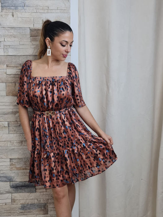 VESTIDO CURTO ESTAMPADO ANIMAL PRINT