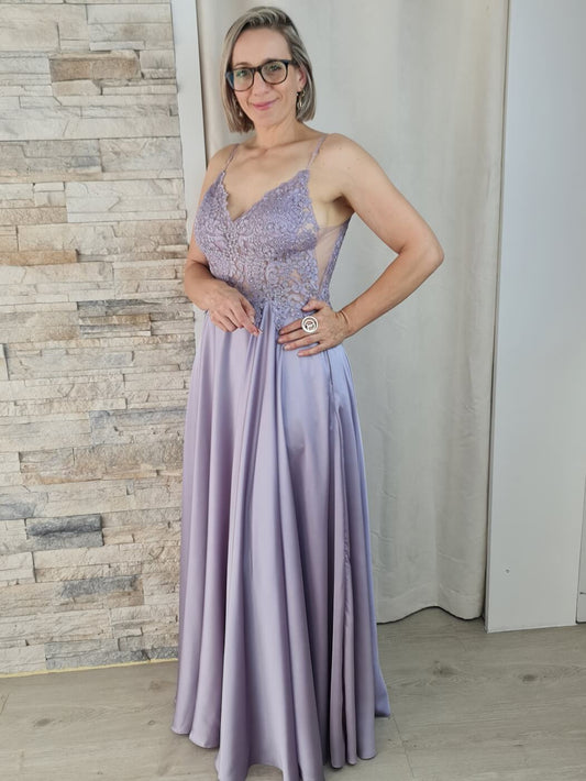 VESTIDO DE CERIMÓNIA LISO COM ALÇA FINA