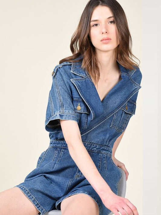 Molly Bracken Macacao denim de calcao MAJODI.COM