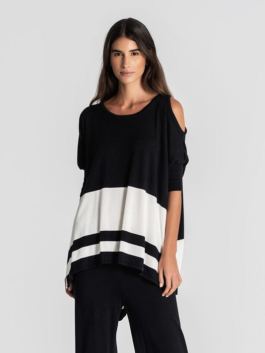 RUGA 3051 Tunica riscas ombros recortados MAJODI.COM