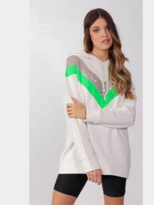 RUGA F024 Sweat de capuz e lantejoulas JOLOVERS