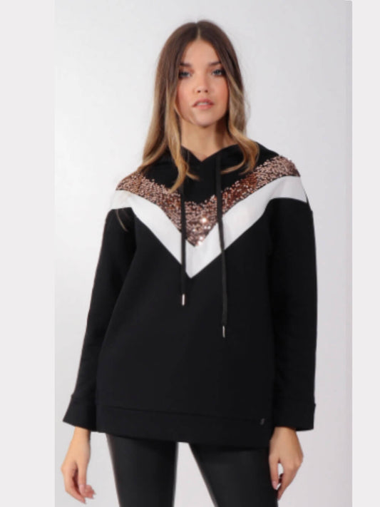 RUGA F024 Sweat de capuz e lantejoulas JOLOVERS