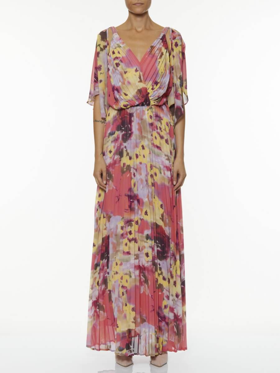 Vestido comprido estampado costas decotadas MAJODI.COM