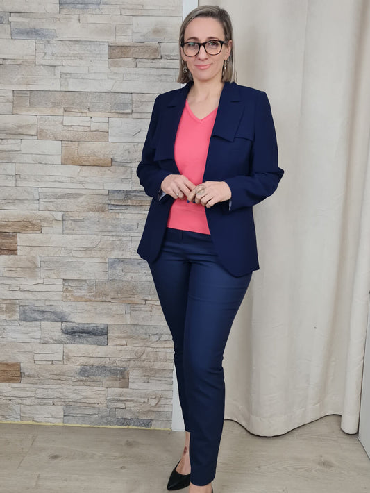 BLAZER AZUL MARINHO COM LAPELA IRREGULAR