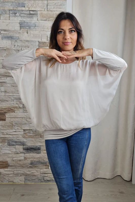 BLUSA MANGA MORCEGO COM MALHA NO PUNHO