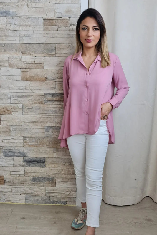 BLUSA ASSIMÉTRICA COR DE ROSA