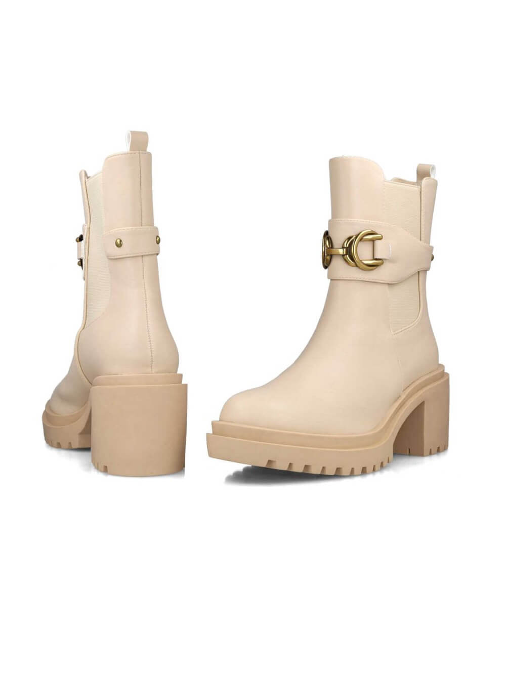 Par de Botas Brancas JOLOVERS MENBUR com Fivela Dourada Vista Diagonal