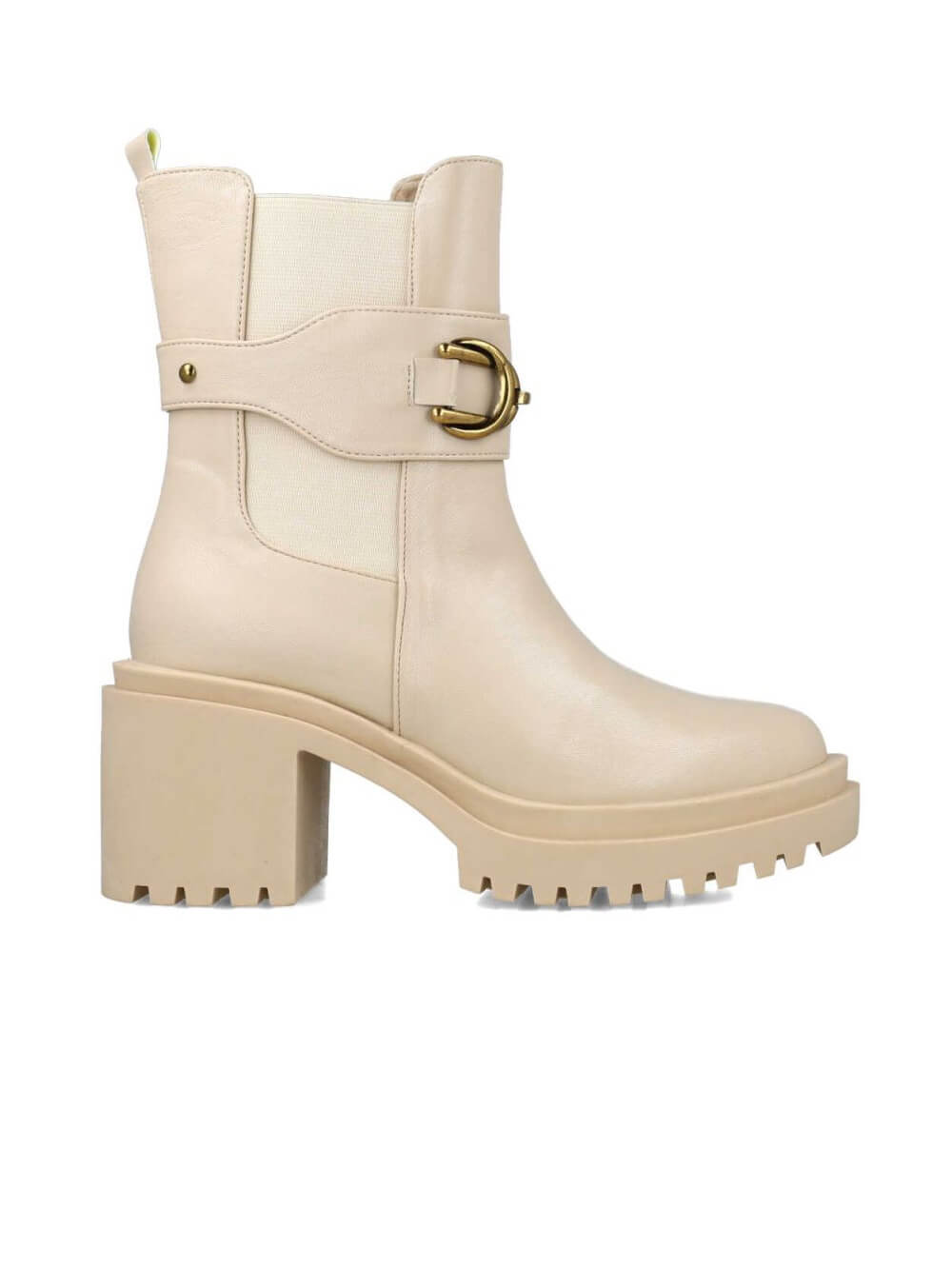 Bota Branca Elegance Charme JOLOVERS MENBUR Lateral com Fivela Dourada