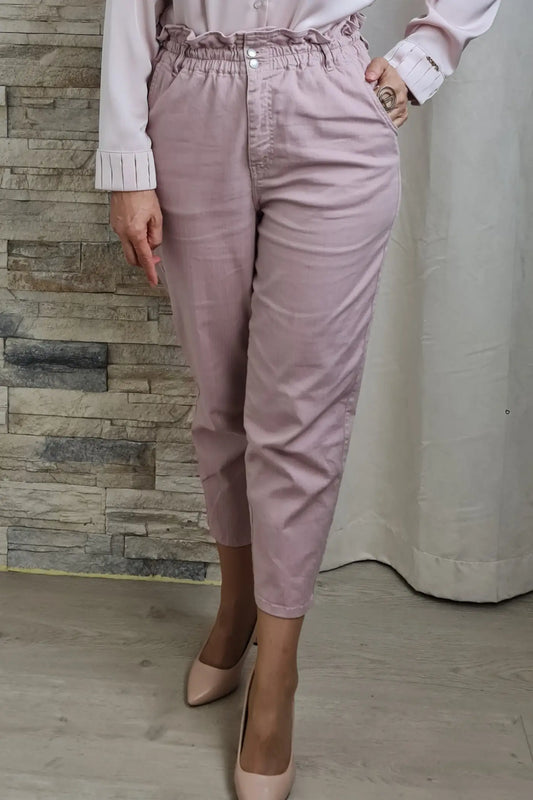 CALÇAS GANGA SLIM MOM BEGE