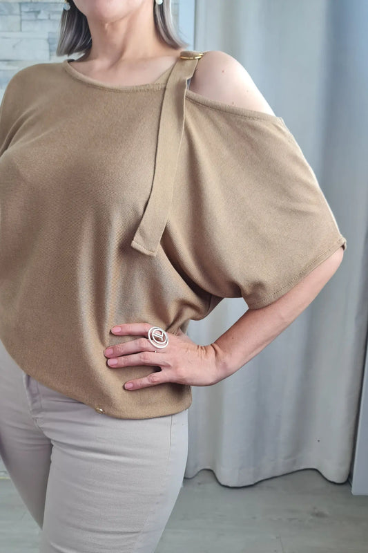 CAMISOLA CAMEL COM ALÇA AJUSTÁVEL