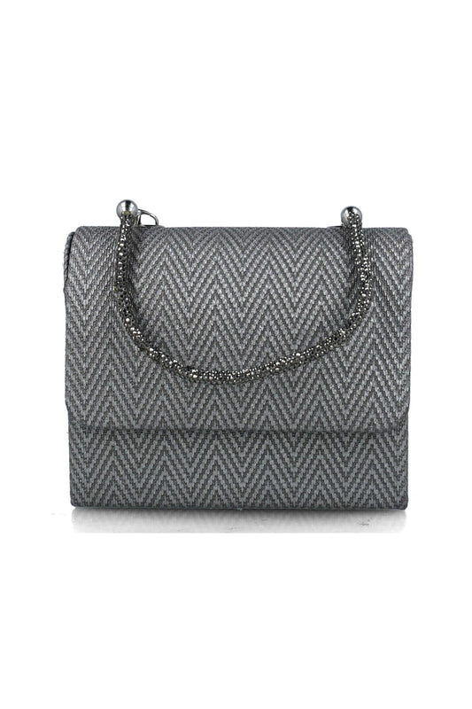 CLUTCH PRATEADA COM ALÇA EM BRILHANTES