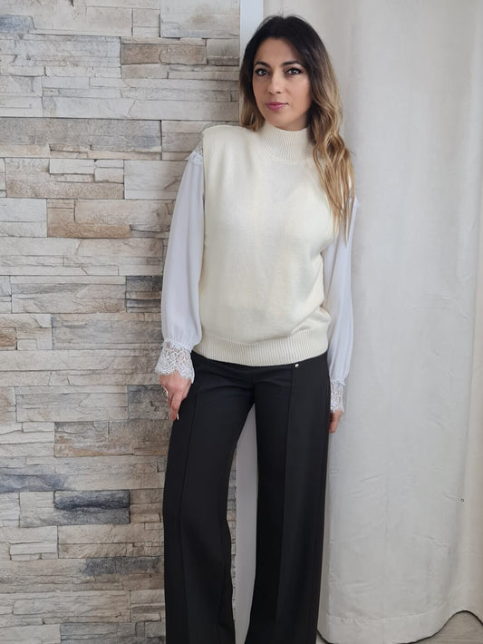 COLETE DE MALHA EM PÉROLA