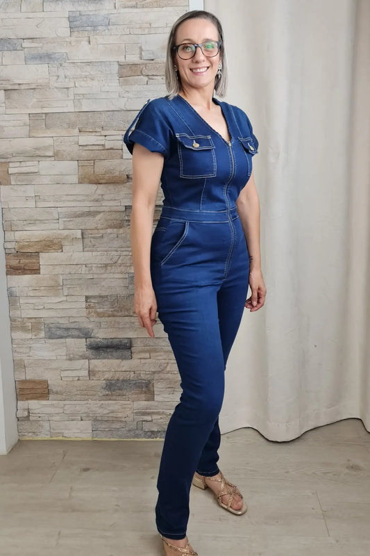 MACACÃO JUSTO DE GANGA COM FECHO METÁLICO