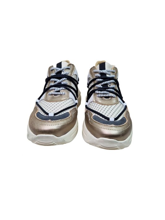 SAPATILHA BEGE C/ DETALHES PRETOS