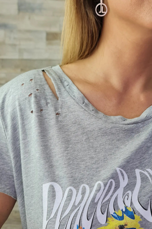 T-SHIRT ESTAMPADO "ERROR" CINZENTA