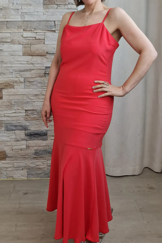 VESTIDO DE ALÇA FINA CORAL