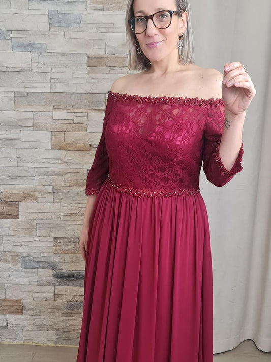 VESTIDO BORDEAUX MEIA MANGA