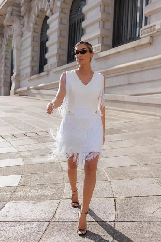 Vestido de Franjas Branco
