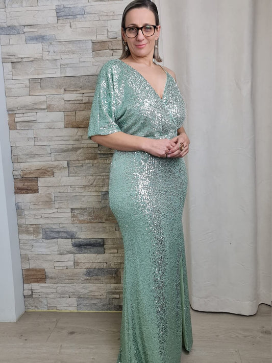 VESTIDO DE LANTEJOULA VERDE