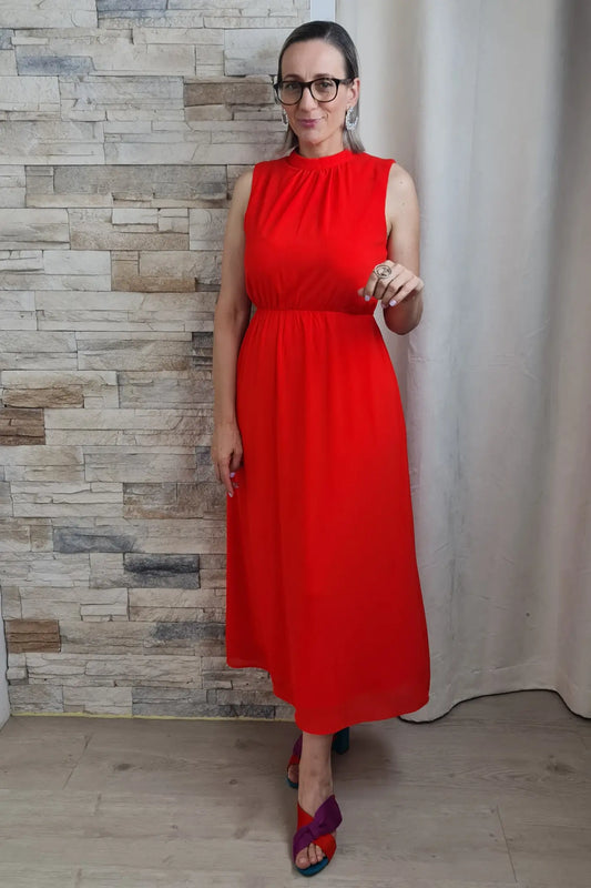 VESTIDO MIDI ALARANJADO