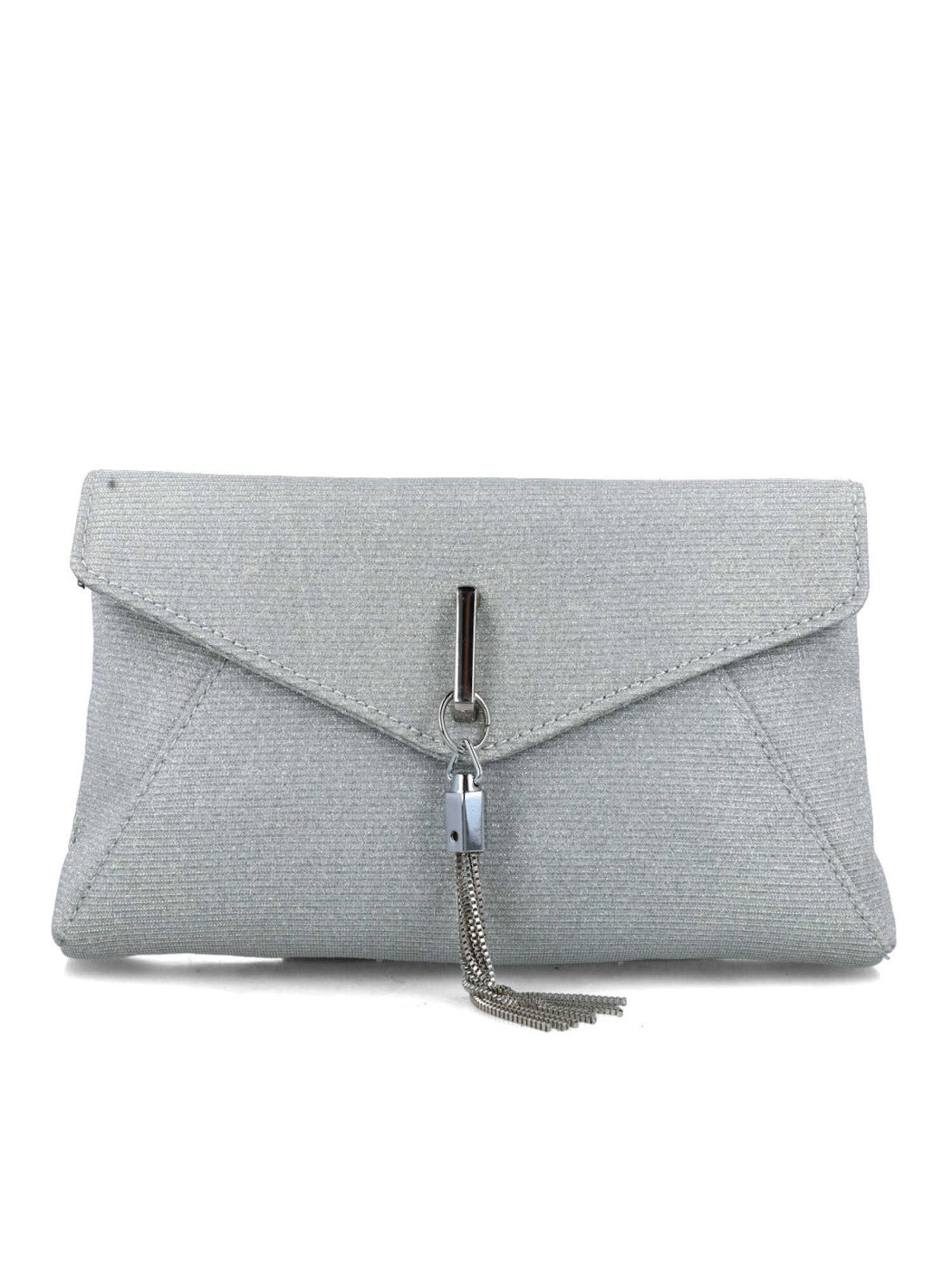 CLUTCH COM FECHO À FRENTE PRATEADA