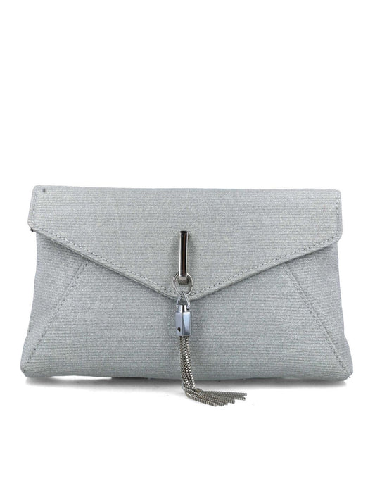 CLUTCH COM FECHO À FRENTE PRATEADA