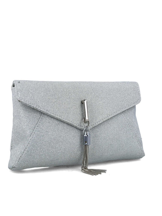 CLUTCH COM FECHO À FRENTE PRATEADA