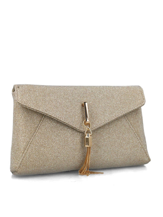 CLUTCH COM FECHO À FRENTE DOURADA