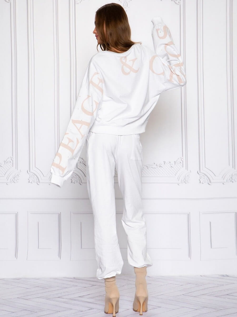 SWEATSHIRT BRANCA COM PÉROLAS