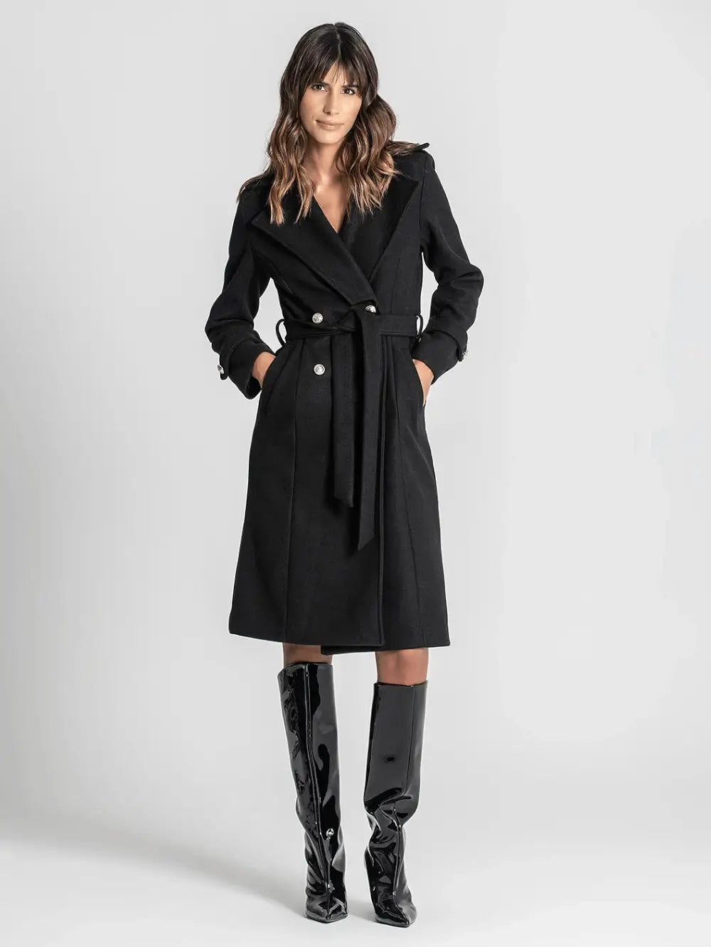 JOLOVERS Casaco Comprido Botoes Militar ruga C191