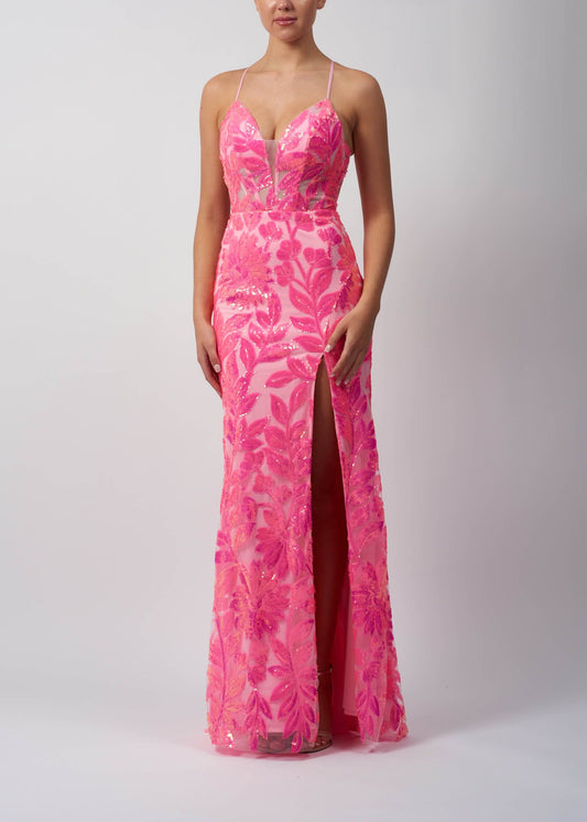 VESTIDO SEREIA EM LANTEJOULA COR DE ROSA
