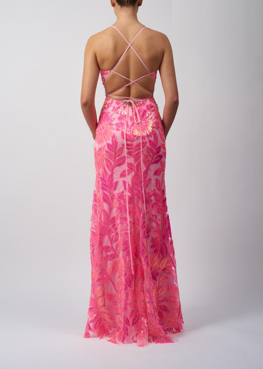 VESTIDO SEREIA EM LANTEJOULA COR DE ROSA