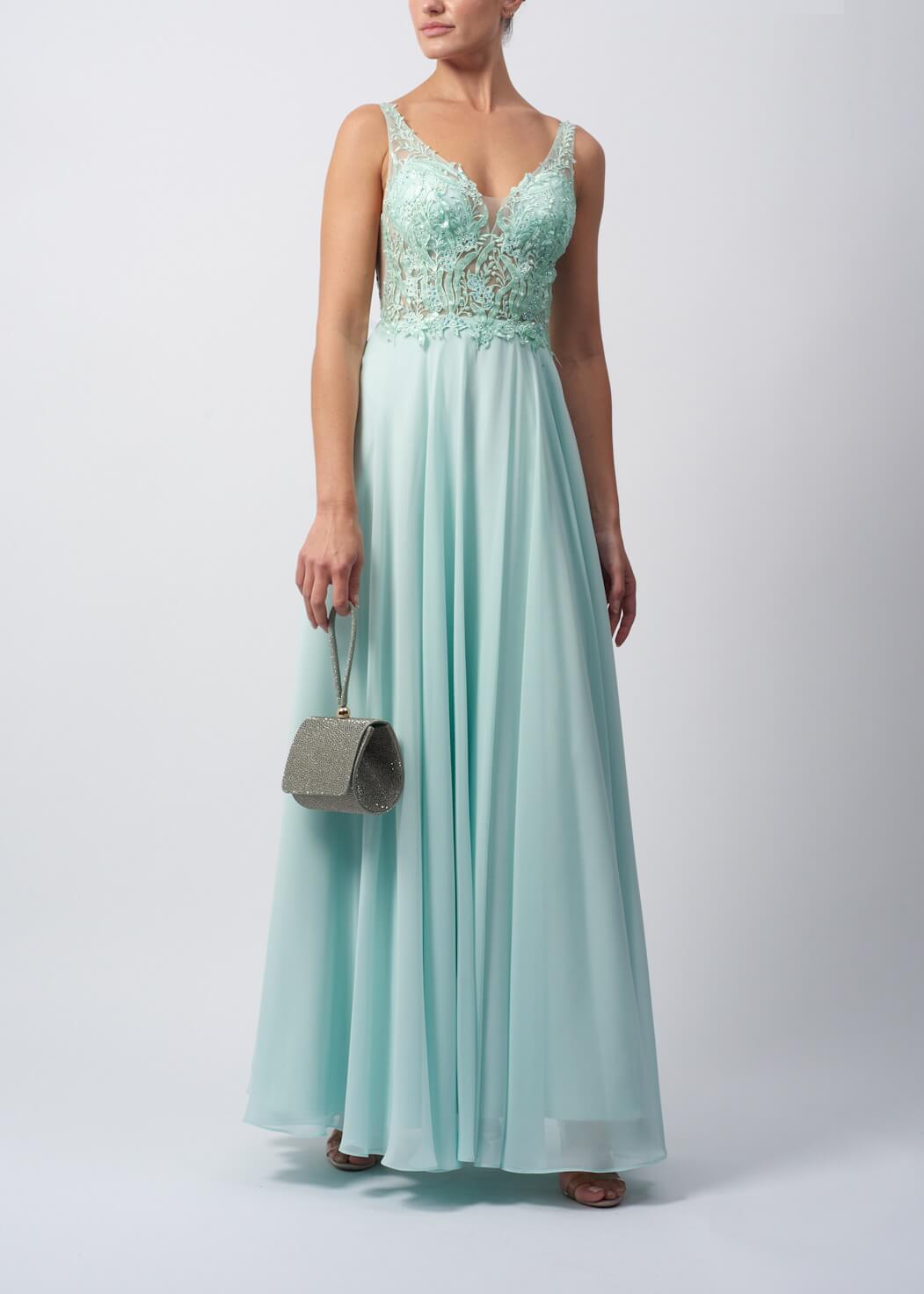 VESTIDO DE CERIMÓNIA COM TREPADEIRAS BRILHANTES