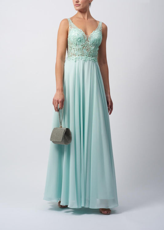 VESTIDO DE CERIMÓNIA COM TREPADEIRAS BRILHANTES
