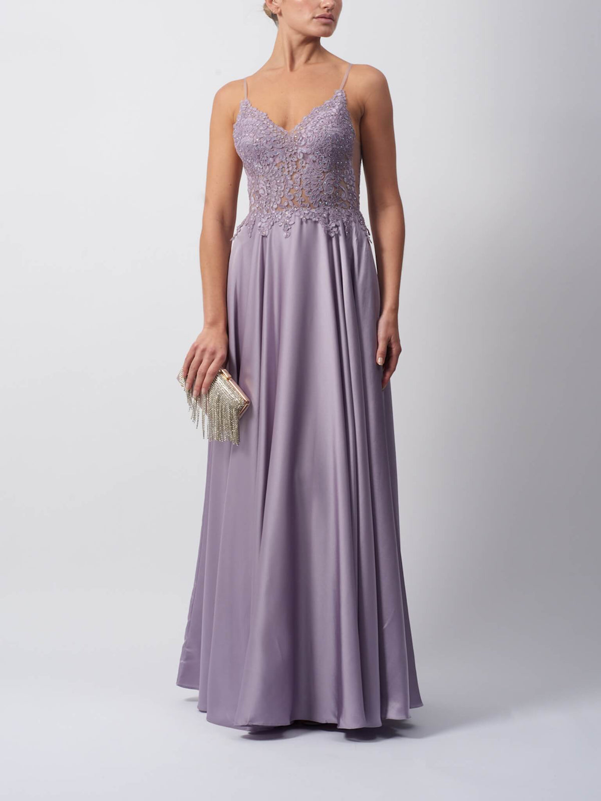 Vestido de Cerimónia Liso com Alça Fina