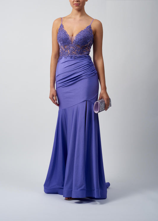 Vestido de Cerimónia Bordado de Alça Fina