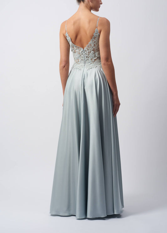Vestido de Cerimónia Bordado com Transparência