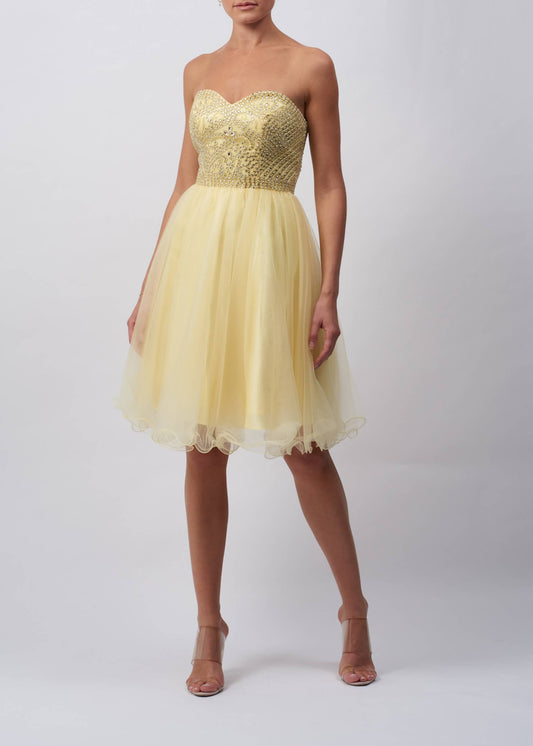VESTIDO DE CERIMÓNIA CURTO CAI CAI AMARELO