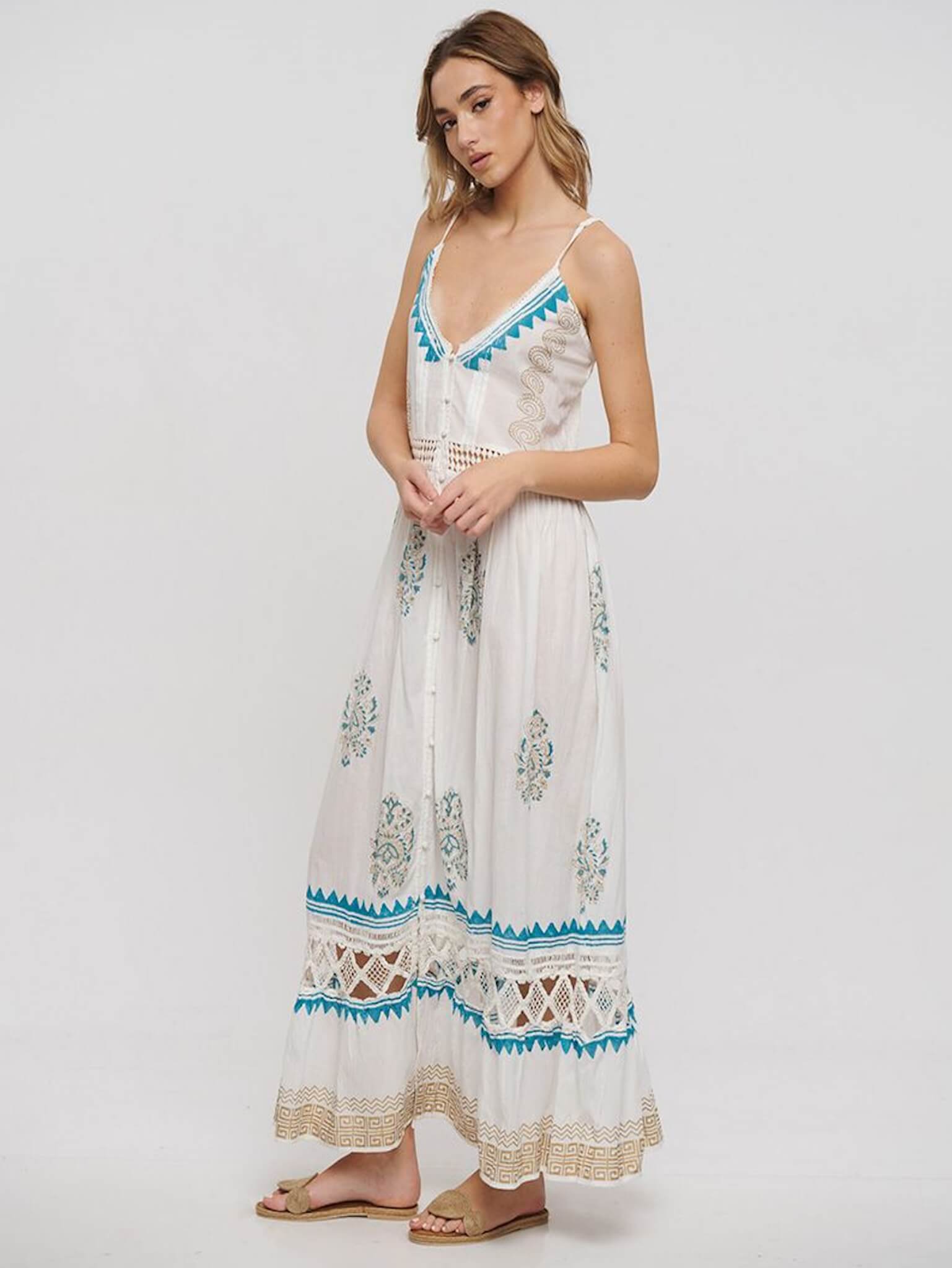 VESTIDO COMPRIDO ESTAMPADO COM FLORES