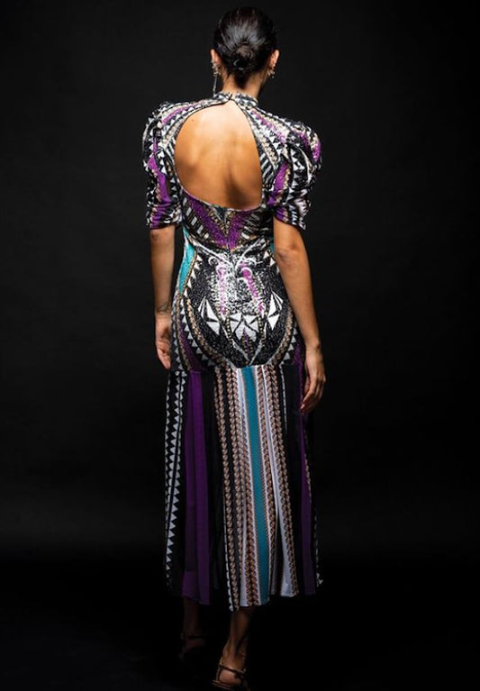 Vestido Comprido de Lantejoula e Tule